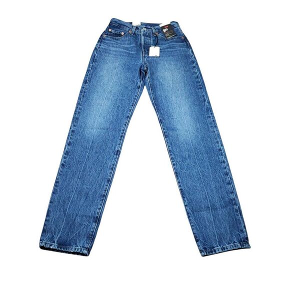 Levi's Premium 501 '81 Mom Jeans Medium Wash Blue Size 24x31 High Rise Tapered - Picture 2 of 12